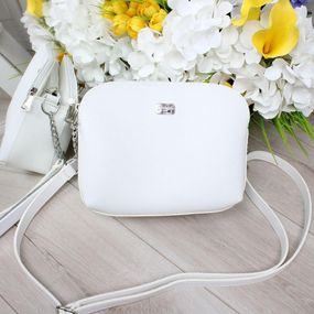 Сумка жіноча крос-боді клатч на три відділення Біла