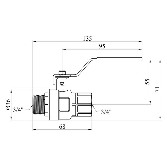 Кран кульовий Kroner 3/4" ВЗ PN40 ручка, нікельований (CV033217) | Зображення 1