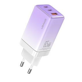 МЗП Usams US-CC180 65W 3 Ports GaN Sandru series (1USB-A/2C) Gradient Purple