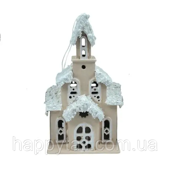 Декоративний новорічний будиночок з дерева 10*12*25 см Капучино 28124500 | Зображення 1