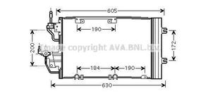 Радіатор, конденсор кондиціонера OPEL ASTRAVAN, OPEL ZAFIRA, AVA COOLING (OL5454D)