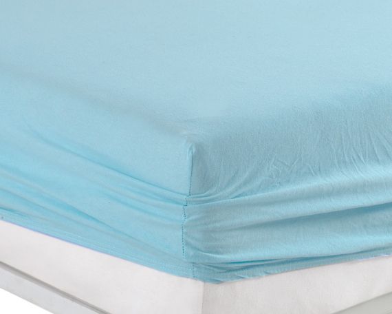 Простирадло 90х200см трикотаж (джерсі) на гумці з наволочками Бірюзове | Зображення 2