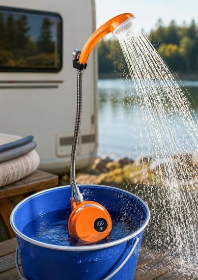 Аккумуляторный душ с датчиком температуры Shower 7200-T походный душ для кемпинга переносной душ | Зображення 7