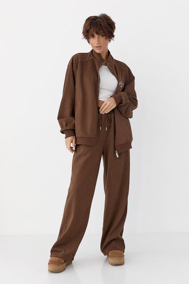 Зимовий спортивний костюм з написами - коричневий цвет, S/M (є розміри) | Зображення 4