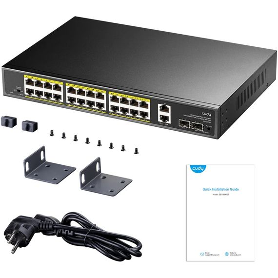 Комутатор Cudy GS1026PS2, 24-Gigabit PoE+ Switch with 2 Uplink Gig Ports and 2 Gig SFP Slots 300W | Зображення 3