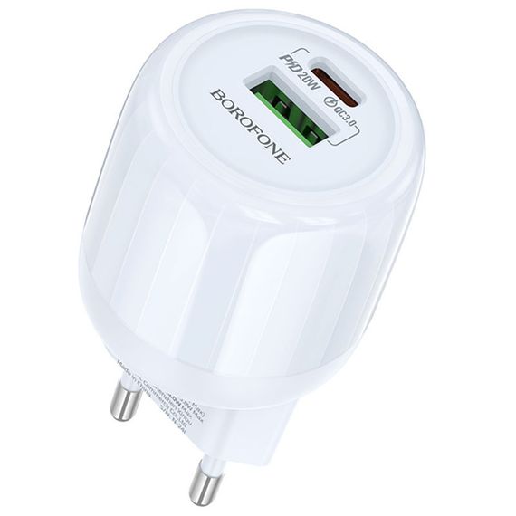СЗУ Borofone BA93A Lustrous PD20W+QC3.0 (1USB-A/1C) Blue
