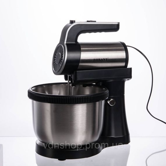 Стационарный миксер Sokany с чашей 4 л, 1000 Вт, 5 скоростей, 2 насадки, венчики и крюки SK-6662 | Зображення 6