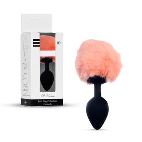Анальна пробка - Bunny Tail Silicone Black Plug Peach