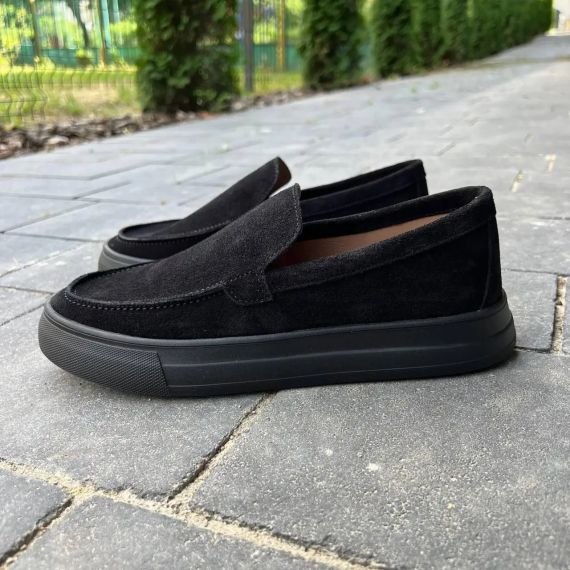Мужские черные лоферы с замшей 43 размер | Зображення 2