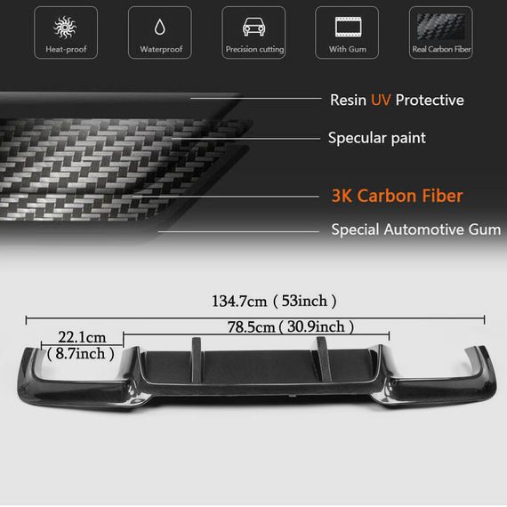 Дифузор заднього бампера Карбон V2 (для M5) для BMW 5 серія F-10/11/07 2010-2016 рр | Зображення 2