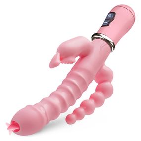 Потрійний вібратор (Кролик) Універсальний. Рожевий 2001-1