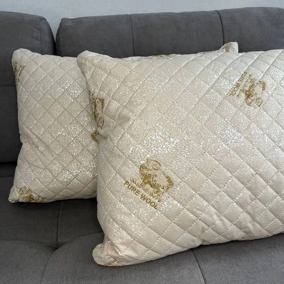 Подушка стеганая из натуральной овчины Leri Max Pure Wool 21509 70х50 см бежевая | Зображення 2