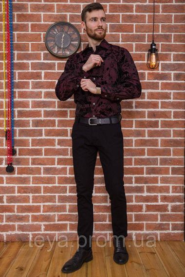 Рубашка мужская, цвет бордово-черный, размеры S, M, XL, L FA_003784 | Зображення 1