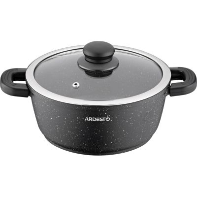 Кастрюля Ardesto Gemini Anzio скляна кришка 20 см 2,5 л чорна (AR2420GE)