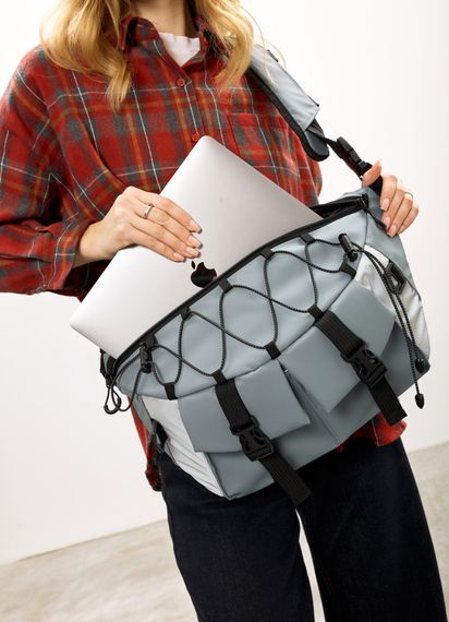 Женская сумка-бананка под ноутбук Sambag Urban Pro голубая 46×26 см (51411210) | Зображення 6