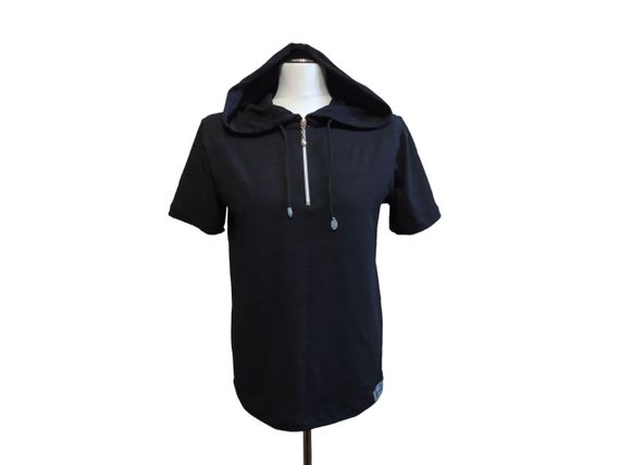 Чоловіча сорочка футболка чорна трикотажна з капюшоном на блискавці, літня кофта батал 68 | Зображення 3