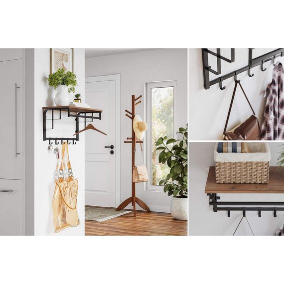 Вешалка настенная для одежды с полкой 76 см Bonro Бонро BN-124 (42400430) | Зображення 3