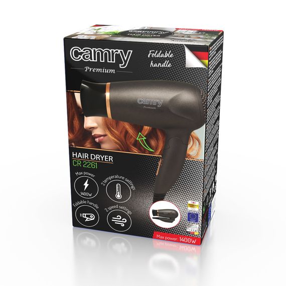 Фен для волосся Camry CR 2261, 1400 Вт, складна ручка, дорожній, концентратор, 2 режими нагріву | Зображення 9