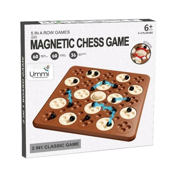 Настільна інтерактивна гра Ummi ME-194 Magnetic Chess Game 5 in a Row Brown | Зображення 1