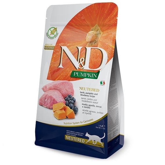 Сухий корм з ягнятиною для стерилізованих котів Farmina N&D Pumpkin Lamb&Blueberry Neutered Adult, 1.5 кг