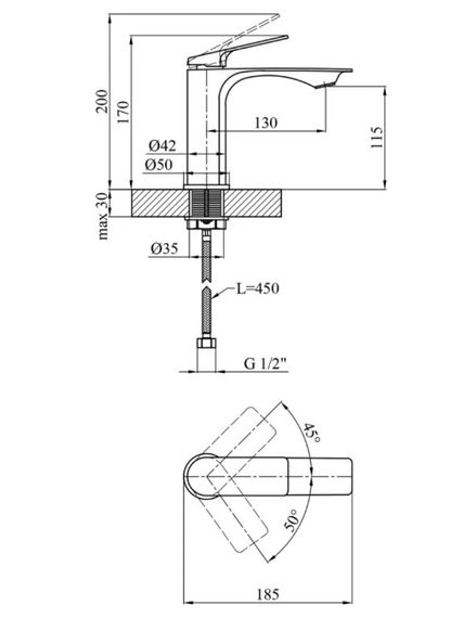 Змішувач для раковини Kroner KRP Graz - GRP010 (CV031338) | Зображення 1