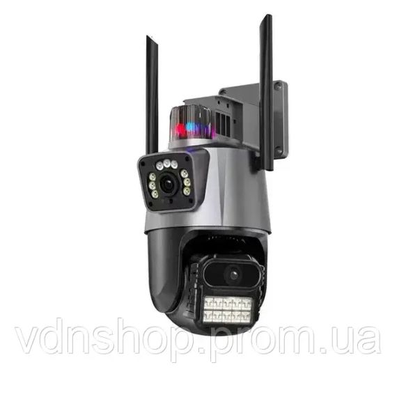 Уличная охранная поворотная WIFI камера Dual Lens Zoom 8MP сирена, зум,  удаленным доступом онлайн | Зображення 1