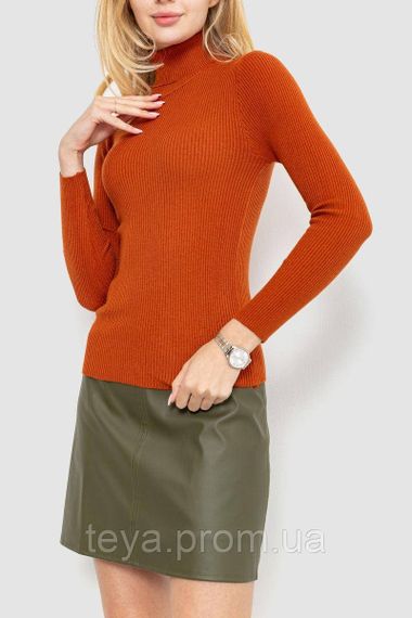 Стильний жіночий гольф у рубчик, колір теракотовий, розмір L-XL FA_003295 | Зображення 2