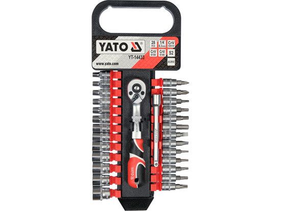 Головки торцевые набор 1/4 трещотка удлинитель 28 штук YATO YT-14433 | Зображення 1