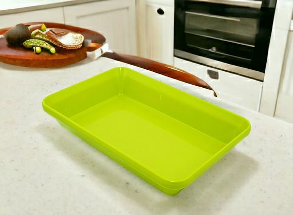 Блюдо для викладання продуктів з меламіну 30×19,5×5,5 см зелене | Зображення 1