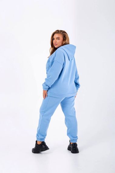 Женский теплый спортивный костюм на флисе худи и штаны NB23038 цвет голубой, размер 50/52 | Зображення 3