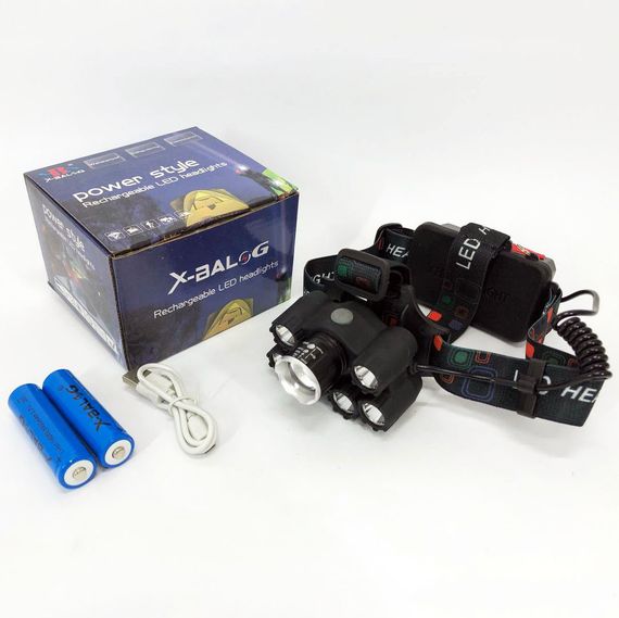 Яскравий світлодіодний ліхтар налобний Bailong Police BL-T78 5 led білий, налобний ліхтарик з FO-119 usb зарядкою | Зображення 2