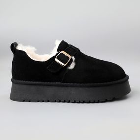 Угги жіночі замшеві хутро 590922 Чорні 38 39 40 41