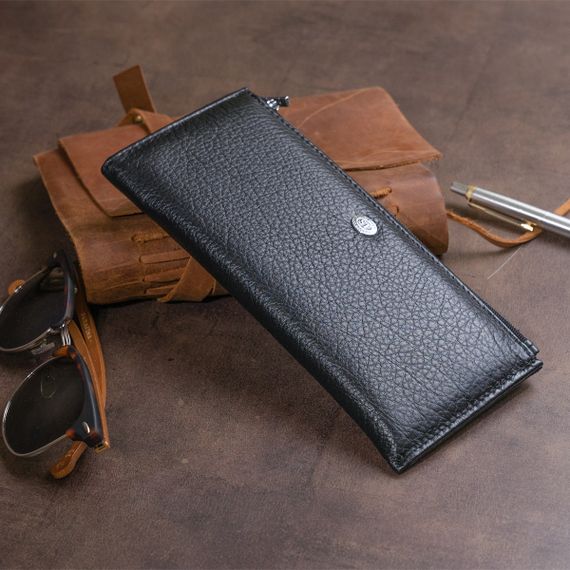 Горизонтальный тонкий кошелек из кожи унисекс ST Leather 19324 Черный | Зображення 8