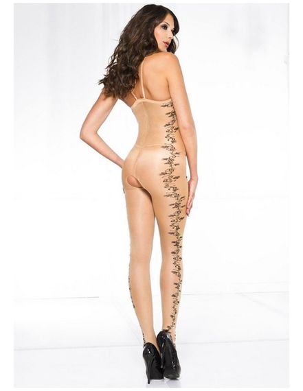 Сексуальний комбінезон з квітковим візерунком Music Legs бежевий, S/L sexstyle | Зображення 1