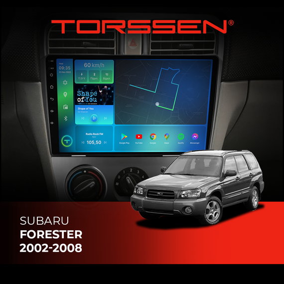 Штатна магнітола Torssen Subaru Forester 02-08 F9432 4G Carplay DSP