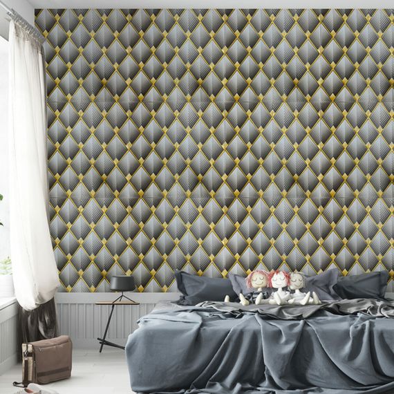 Панель стінова 3D 700х700х4мм ромб сірий (D) SW-00001986 | Зображення 4