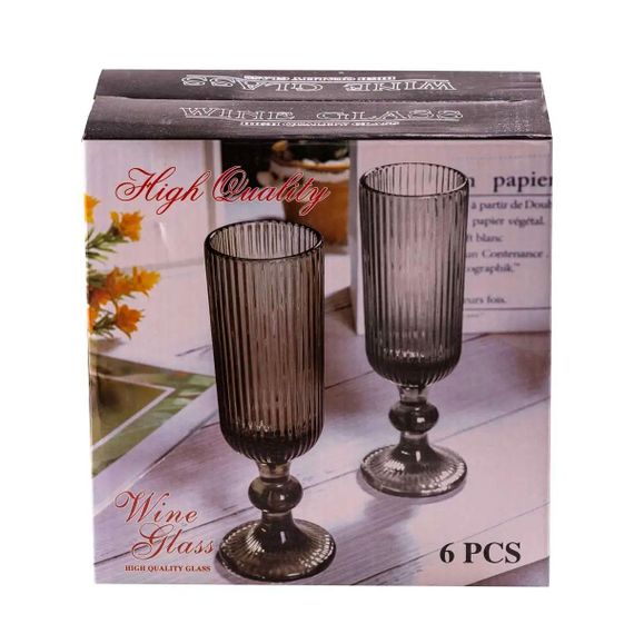 Бокалы под шампанское высокие рифленые из толстого стекла 6 штук | Зображення 3