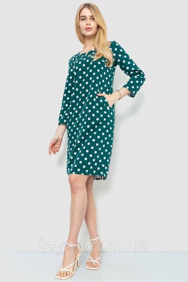 Плаття вільного крою в горох колір зелений FA_007272