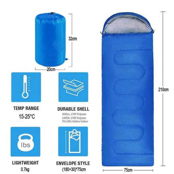 Широкий утеплений спальний мішок до -15 °C, туристичний мішок із капюшоном і блискавкою, демісезонний спальник | Зображення 4