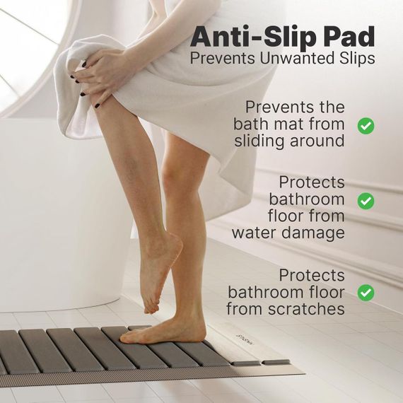 Килимок для ванної діатомітовий швидковисихаючий гнучкий кам’яний, для душу з діатоміту, нековзкий, 60x40 см світло-сірий | Зображення 3