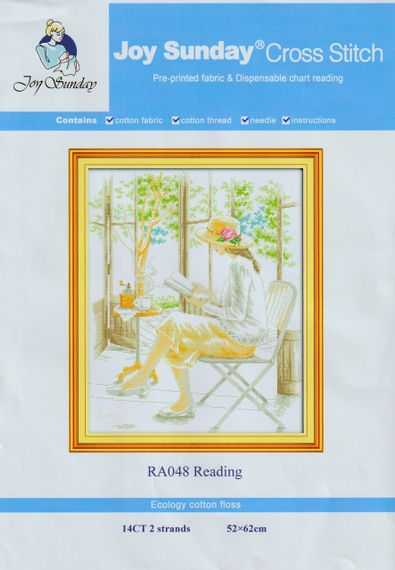 Набір для вишивання за нанесеною на канву схемою  "Reading". AIDA 14CT printed 52*62 см | Зображення 1