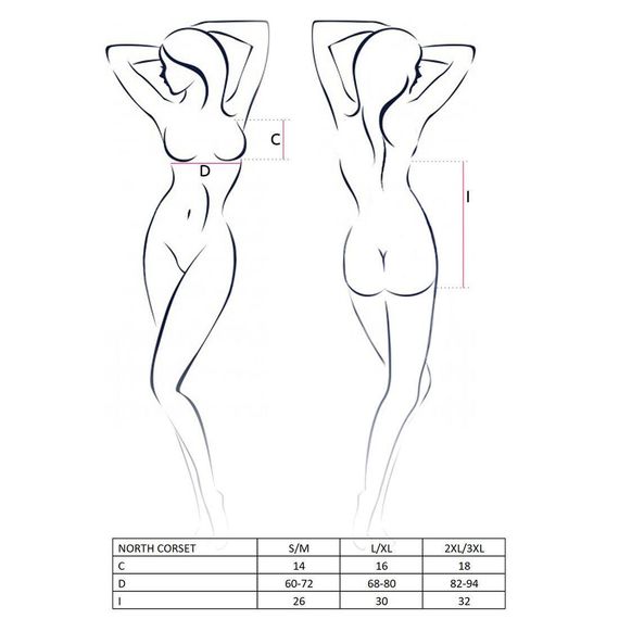 Корсет с открытой грудью Passion Exclusive NORTH CORSET L/XL, black, пажи, трусики, шнуровка Sex Aura | Зображення 6