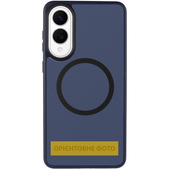 TPU+PC чохол Metal Buttons with MagSafe Colorful для Samsung Galaxy S25 Edge Сірий / Grey Синій / Navy Blue | Зображення 1