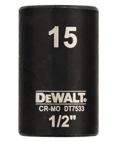 Головка торцева ударна DeWalt IMPACT коротка шестигранна 1/2" 15 мм (DT7533)