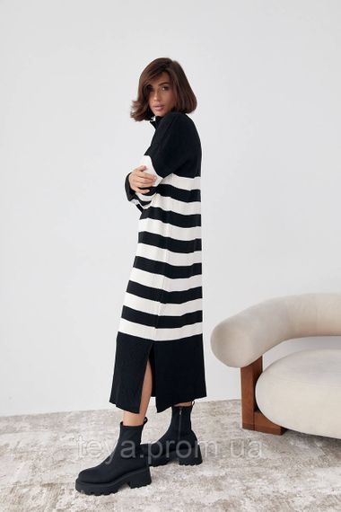 В'язане плаття oversize в смужку колір чорний FL_000893 | Зображення 4