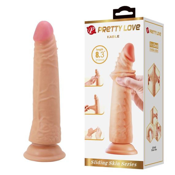 Фалоімітатор реалістичний, гнучкий Pretty Love Kable з рухомою шкірою, тілесний, 21 х 3.7 см Sex Aura | Зображення 1