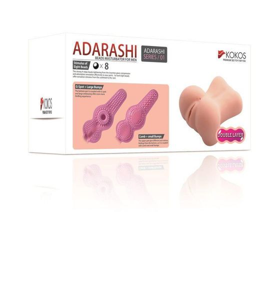 Мастурбатор-вагина двухслойный Kokos Adarashi -1 Double Layer doggy-style, Телесный | Зображення 8
