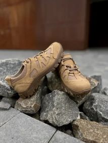 Тактичні літні кросівки Crazy шкіра вставки Cordura койот