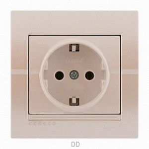DERIY перлинно-білий металік Розетка внутрішня із заземленням Лезард