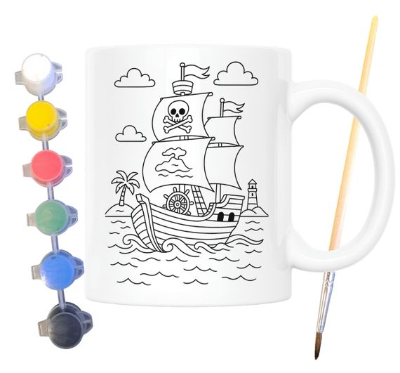 Набор для творчества кружка раскраска Пиратский корабль 330 мл белая (КР0146)